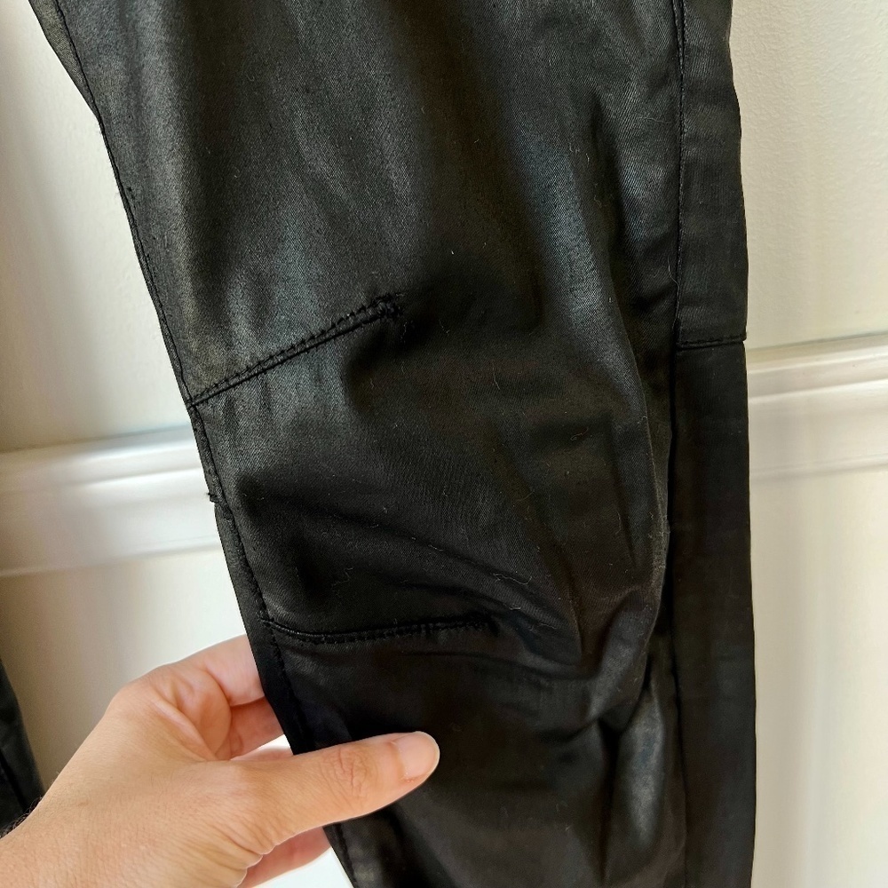 Barbour Frida Black Streak‎ Coated Jean Motorcycle Style Pants - Size US 8 - Picture 5 of 11